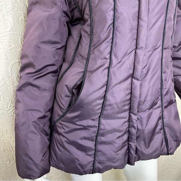 Via Spiga Plum Down Puffer Coat with Raccoon Fur Trim Hood - Picture 4 of 16